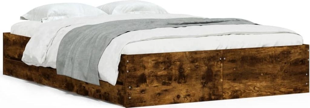 vidaXL Bettgestell mit Schubladen Räuchereiche 120x200cm Holzwerkstoff