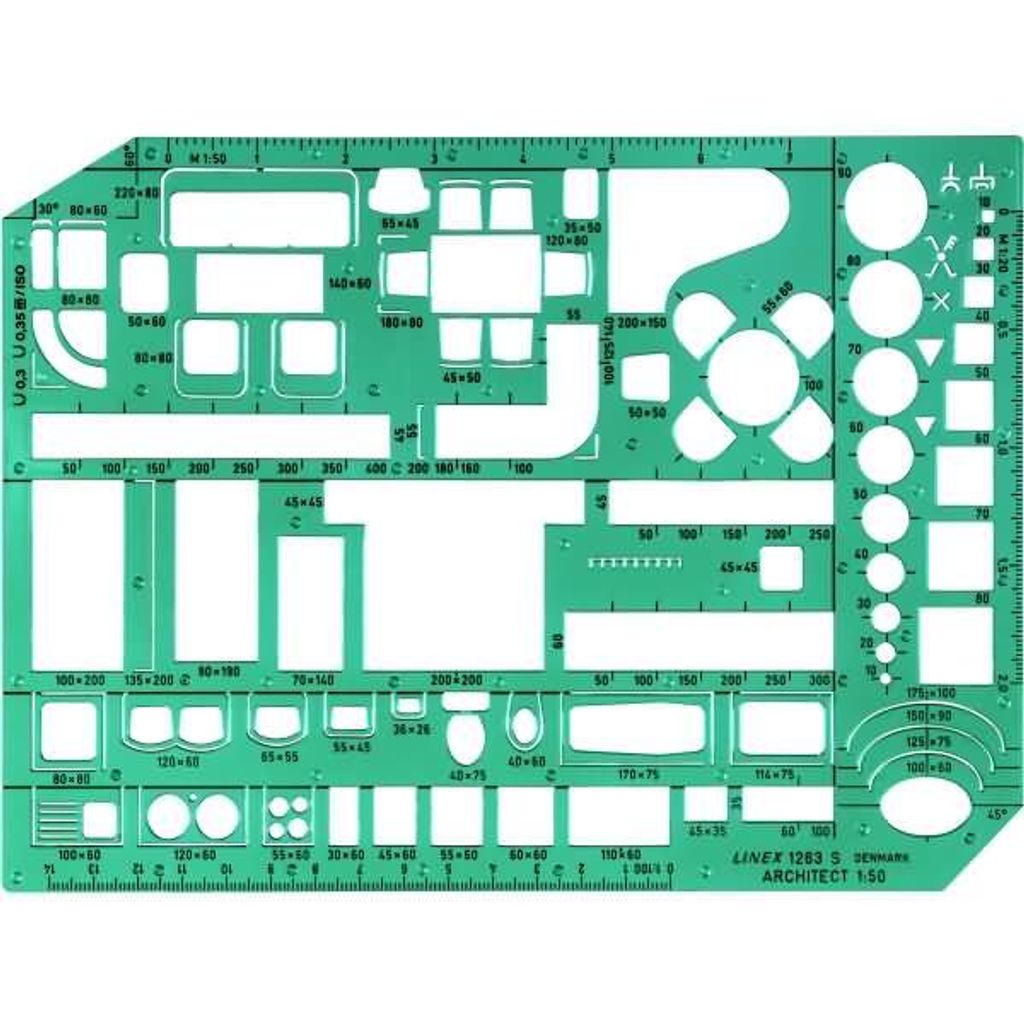 LINEX 1263S Möbelschablone Maßstab 1:50 Tuschenoppen Zdjęcie produktu 