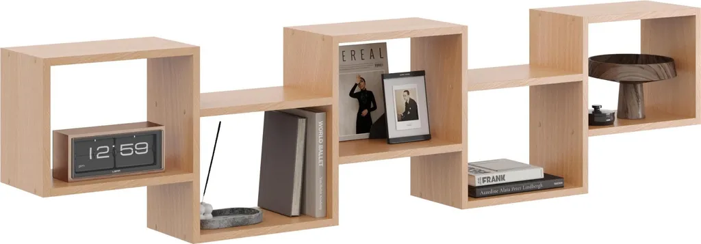 Étagère murale pour salon et cuisine en hêtre - Solution gain de place chic