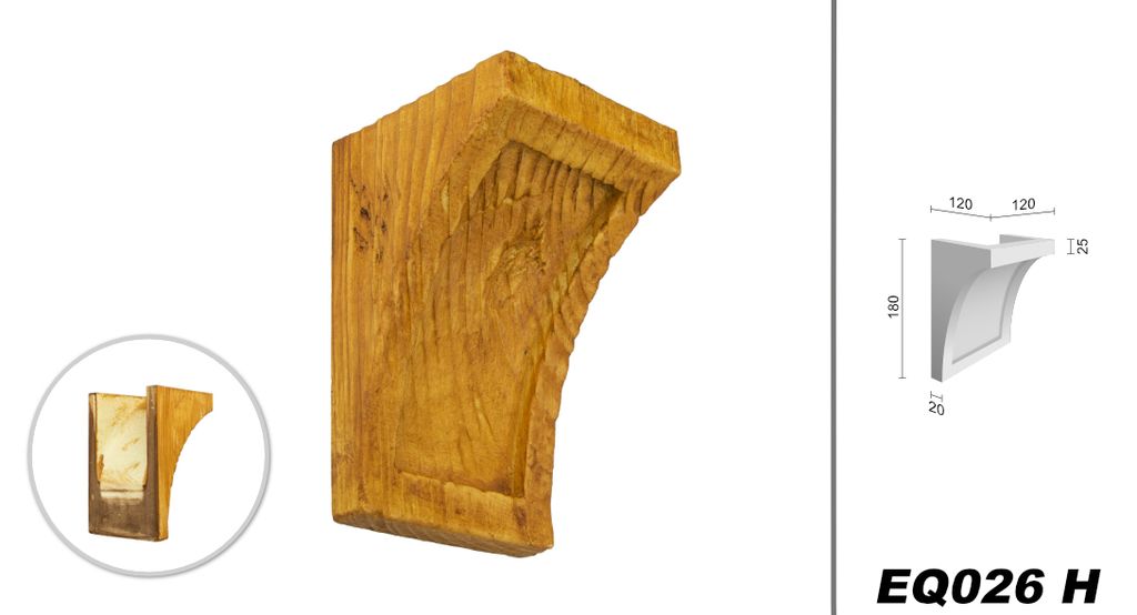 DECO WOOD Balkenkonsole rustikal aus Polyurethane, Dekokonsole, PolyurethanKonsole Holzoptik (hellbraun - 12x18cm) Rohrabdeckung Dekorkonsole Holzi...