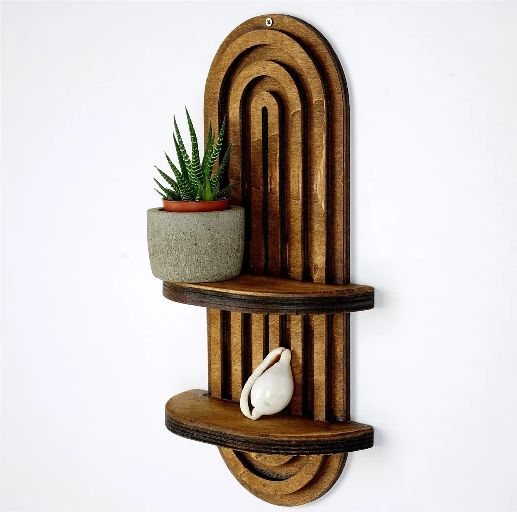 Étagère Murale Raf265 100% Bois de Travail Noyer Robuste 40 x 20 x 9 cm