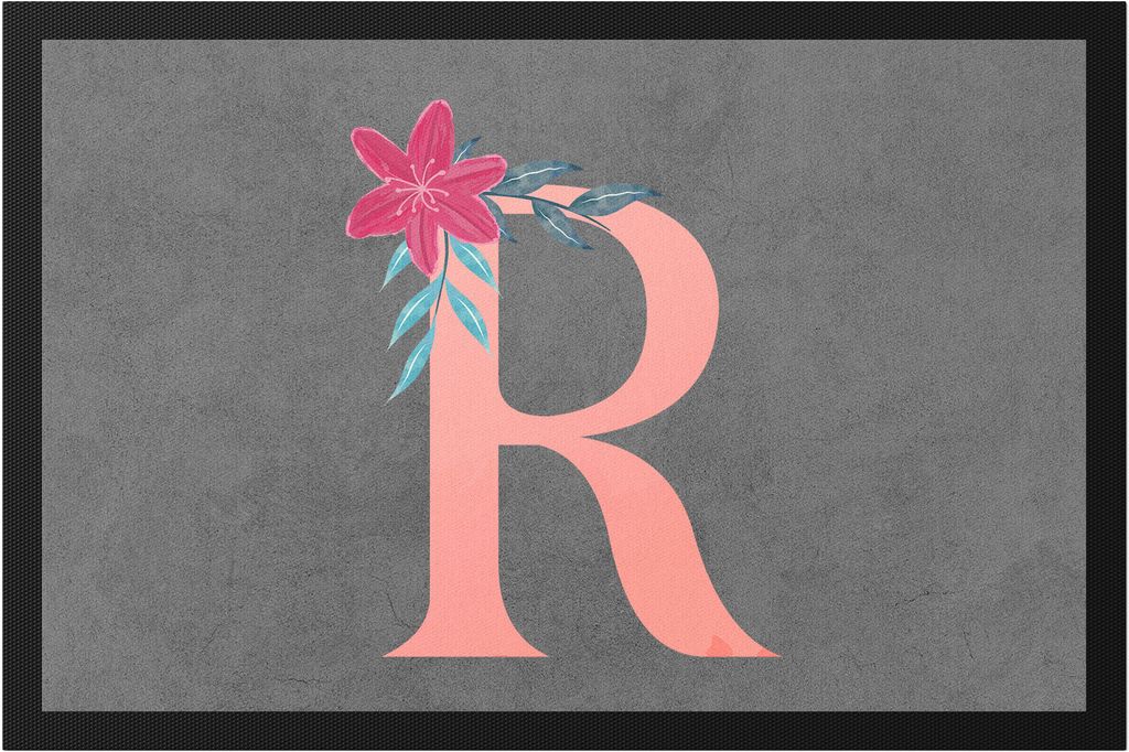 Buchstaben- R mit Buchstabe Alphabet Monogramm Blumenmotiv Geschenkidee Anfangsbuchstabe