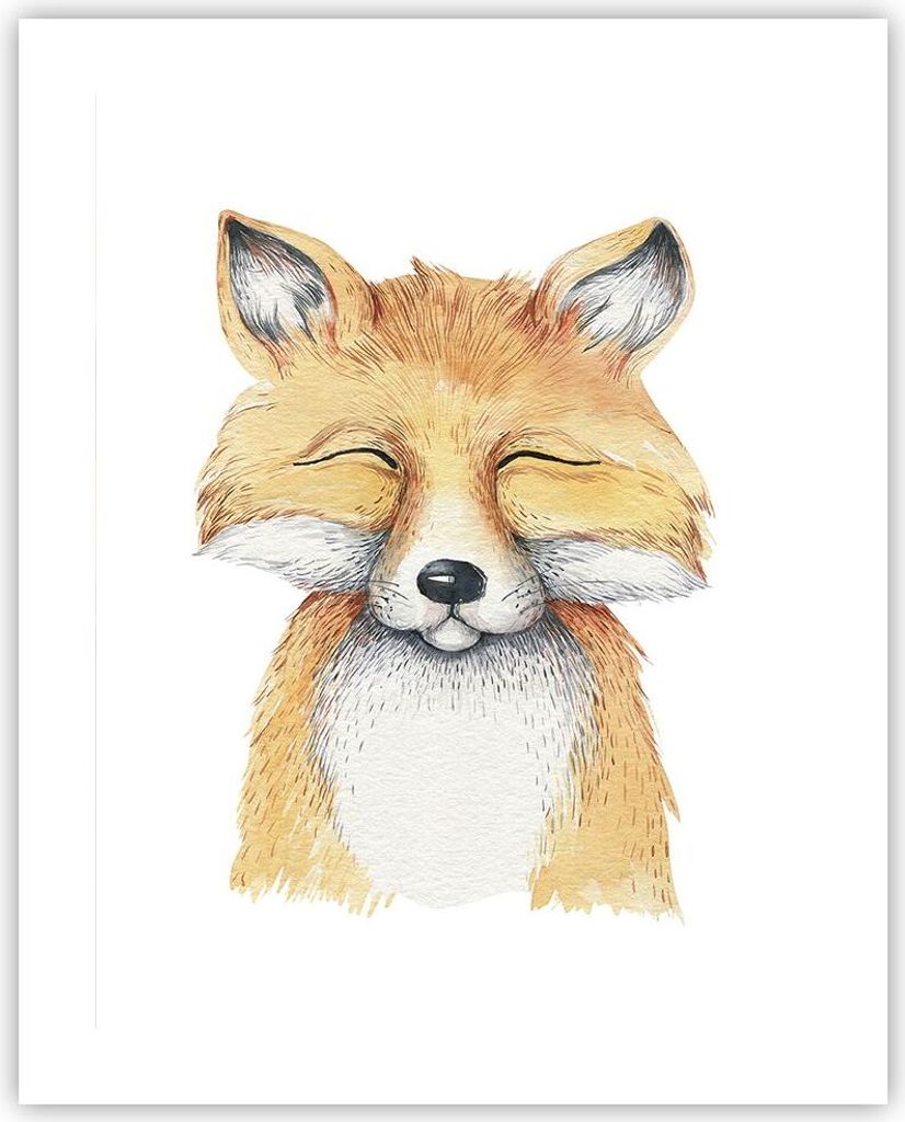 Poster - Poster ohne Rahmen - Cartoon Fuchs Kind - 40x50 cm - Wand Bild - Wanddeko - Wandbilder - Kunstposter - Wandposter - Bilder - Kunstdruck - ...