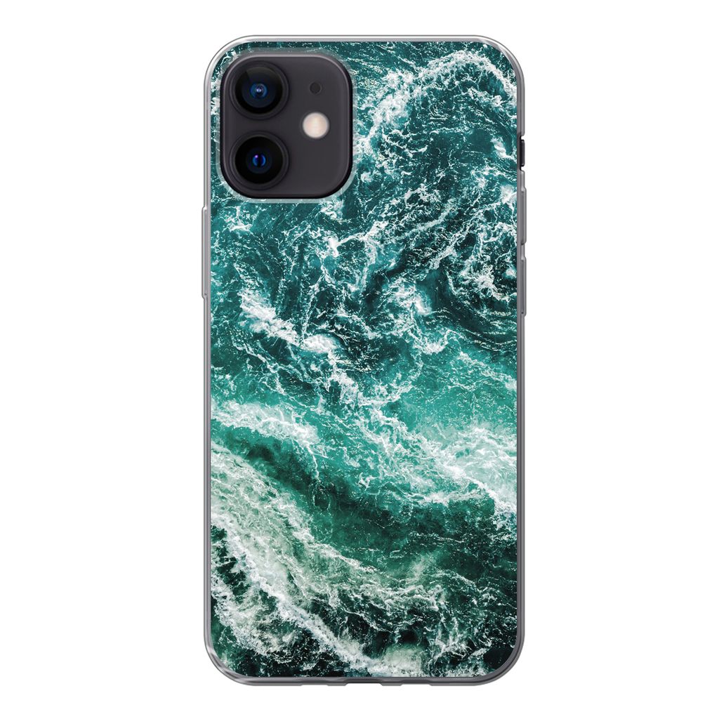 MuchoWow Handyhülle Schutzhülle Hülle für iPhone 12 Marmor - Gemustert - Natursteine Silikon Softcase Handy Hülle - Schutzhülle