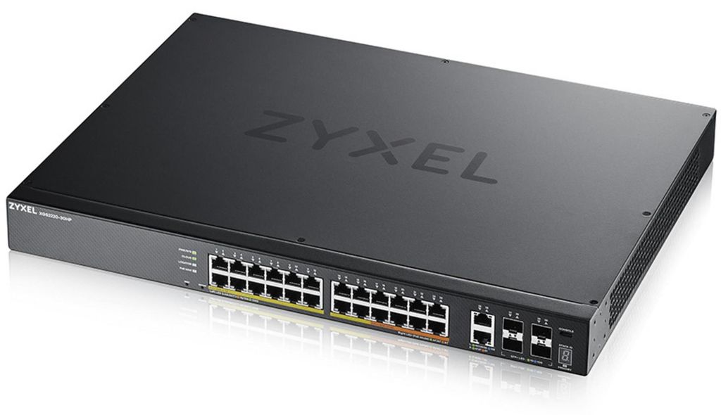 Zyxel XGS2220 Series XGS2220-30HP - Switch - 24-Port GbE L3 Access, NebulaFLEX Cloud, mit 6 10G Uplink - managed - 16 x 10/100/1000 (PoE+) + 8 x 10...