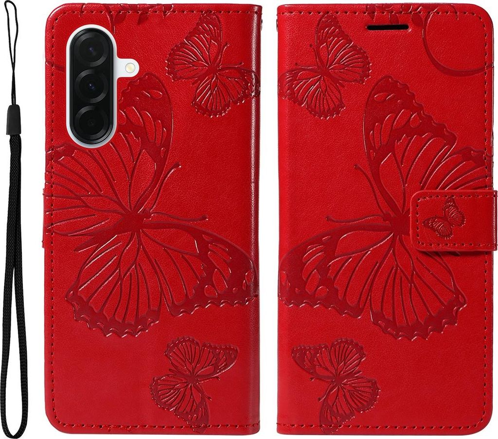 Samsung Galaxy A37 Hülle - Coverup Schmetterlinge Klapphülle - Rot