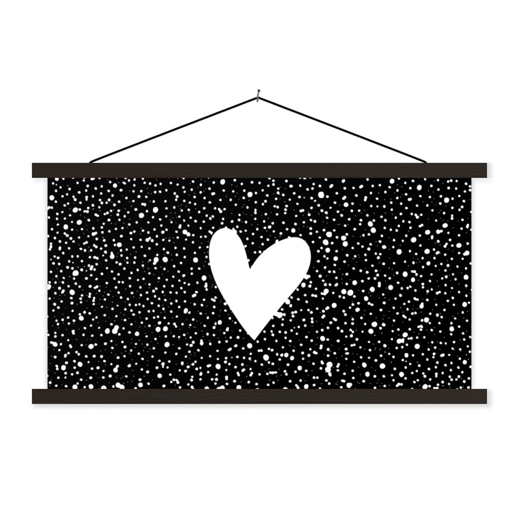 MuchoWow Textilposter Design - Liebe - Herz 120x60 cm mit schwarzem Rahmen - Dekoration Schlafzimmer