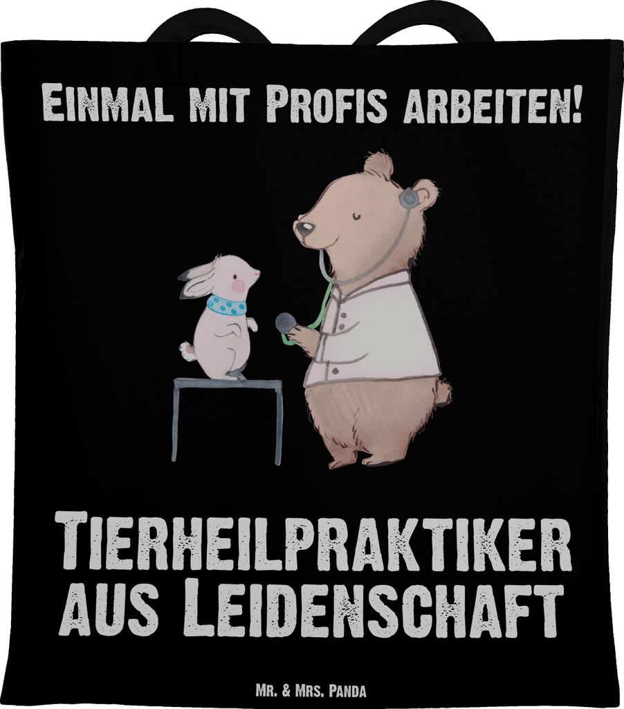 Mr. & Mrs. Panda Beutel Tierheilpraktiker Leidenschaft - Schwarz - Geschenk, Tasche, Uni, dokumententasche, Jutebeutel, Schultasche, Tote Bag