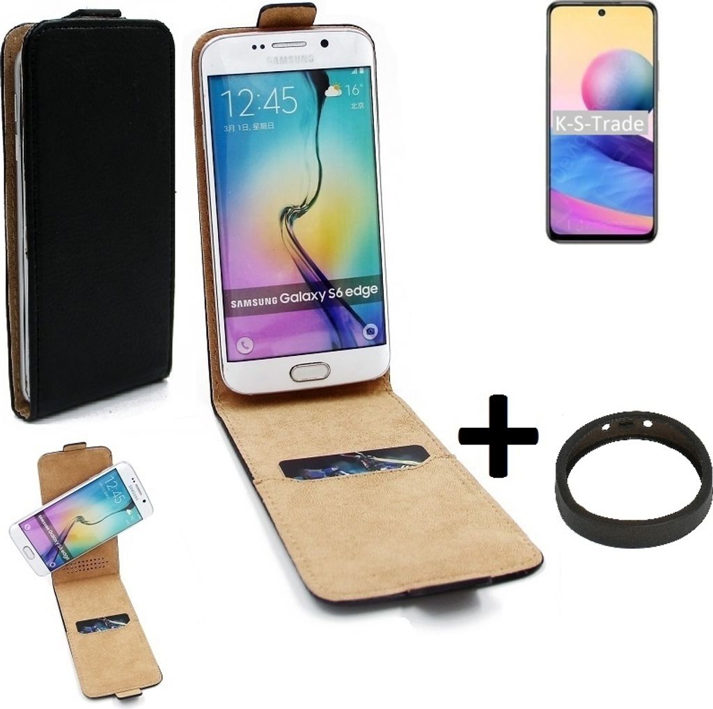 K-S-Trade TOP SET Handy-Hülle kompatibel mit Xiaomi Redmi Note 10 JE 360° Flipstyle Schutz-Hülle Smartphone Tasche schwarz + TPU Bumper, Case