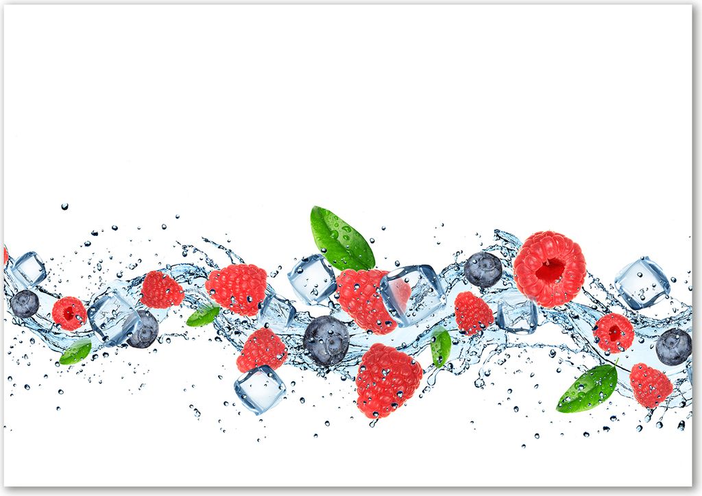 Tulup Leinwandbild - 100x70 cm - Wandkunst - Drucke auf Leinwand - Leinwanddruck - Essen & Getränke - Rot - Waldfrüchte Eis