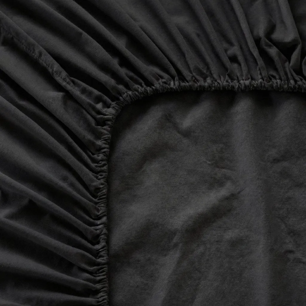 Drap-housse 200x200 bonnet 32 cm HappyFriday BASIC Noir grand format - 9