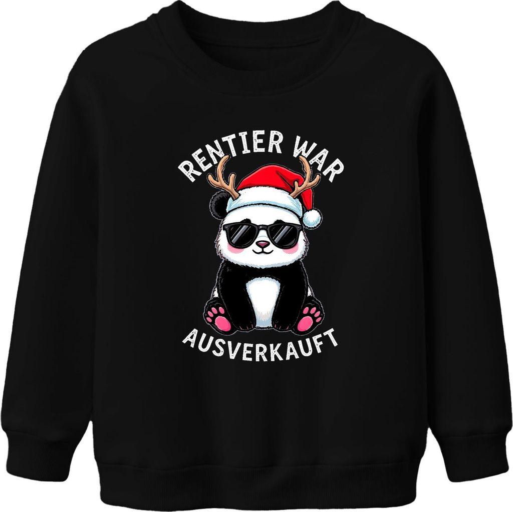 Rentier war t Panda Sonnenbrille Weihnachten Lustig Uni Kinder Sweatshirt Pullover, Schwarz, 116