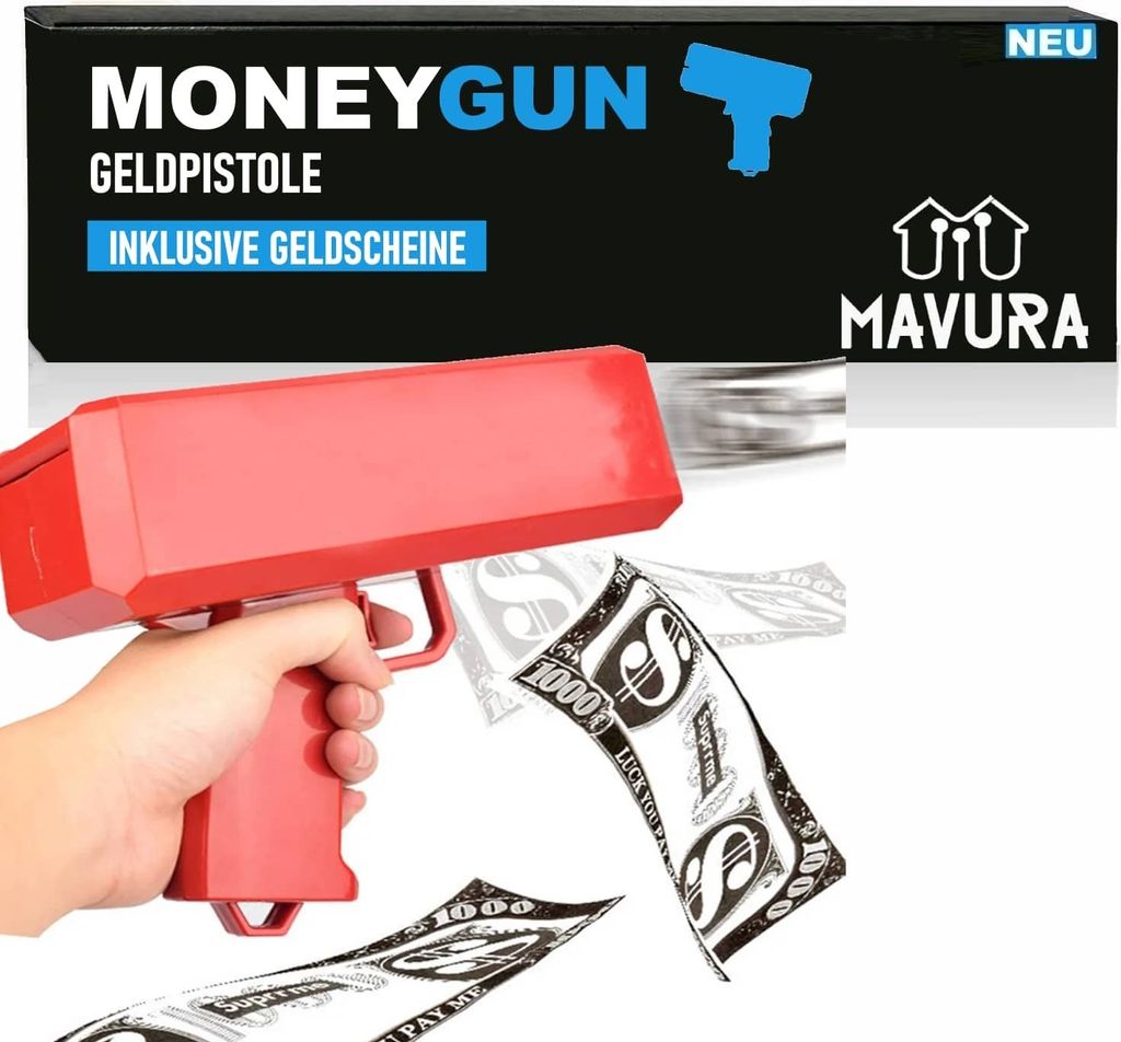 CPRSOP Geld Pistole Mit 100 Fake-Scheinen - Money Gun Für Partys & Events In Gold