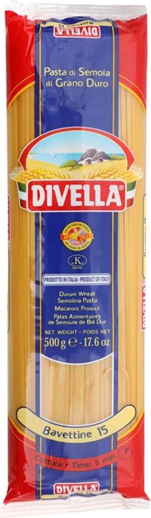 10x Divella Bavettine n°15 Hartweizengrieß Pasta Italienische Nudeln 500g Packung + Italian Gourmet Polpa di Pomodoro 400g Dose