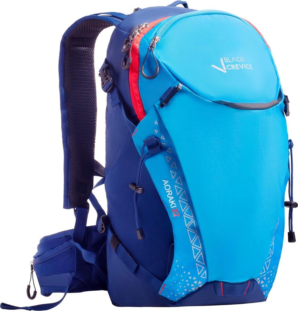 BLACK CREVICE - Wander & Bike Rucksack AORAKI 22 Liter inkl. Regenhülle | Blau