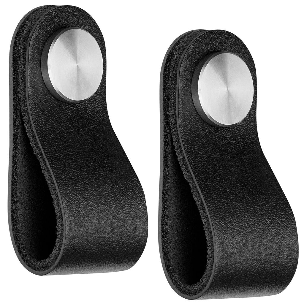 SOTECH Lederknopf OSTERNAS Möbelknopf – Edelstahl / Schwarz (2 x)