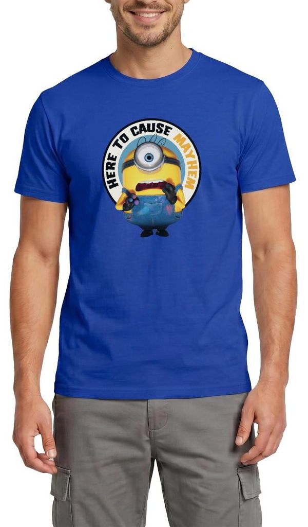Spreadshirt Minions Hier Um Chaos Zu Verursachen Männer T-Shirt, XXL, Dunkelblau