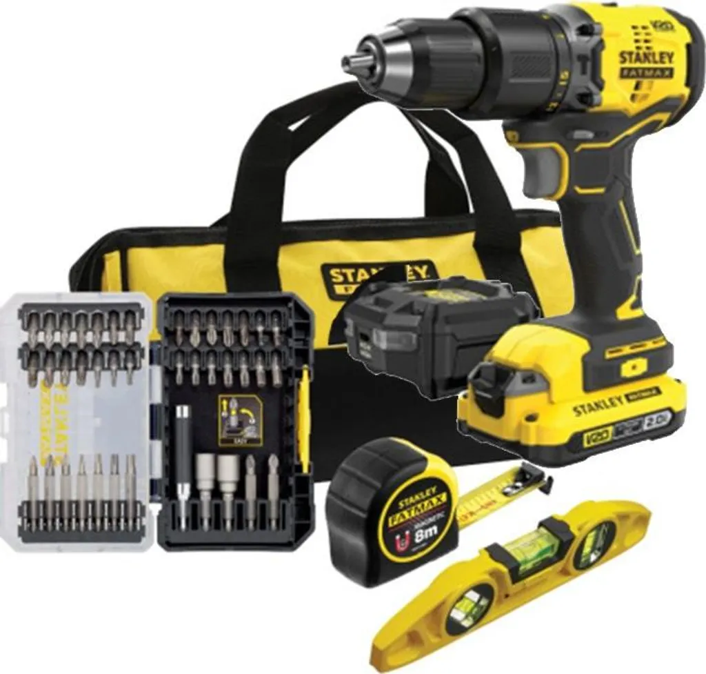 Pack Perceuse Visseuse Stanley 18V SFMCK101D1S Coffret avec Embouts et Forets