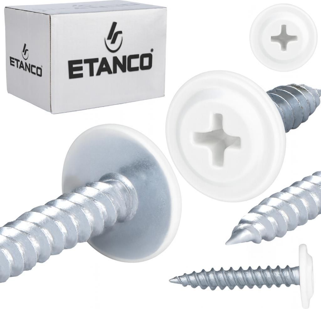ETANCO GM-S selbstschneidende Blechschrauben Flachkopf RAL 9010 Reinweiß 4,2 x 75 mm 250 Stk.