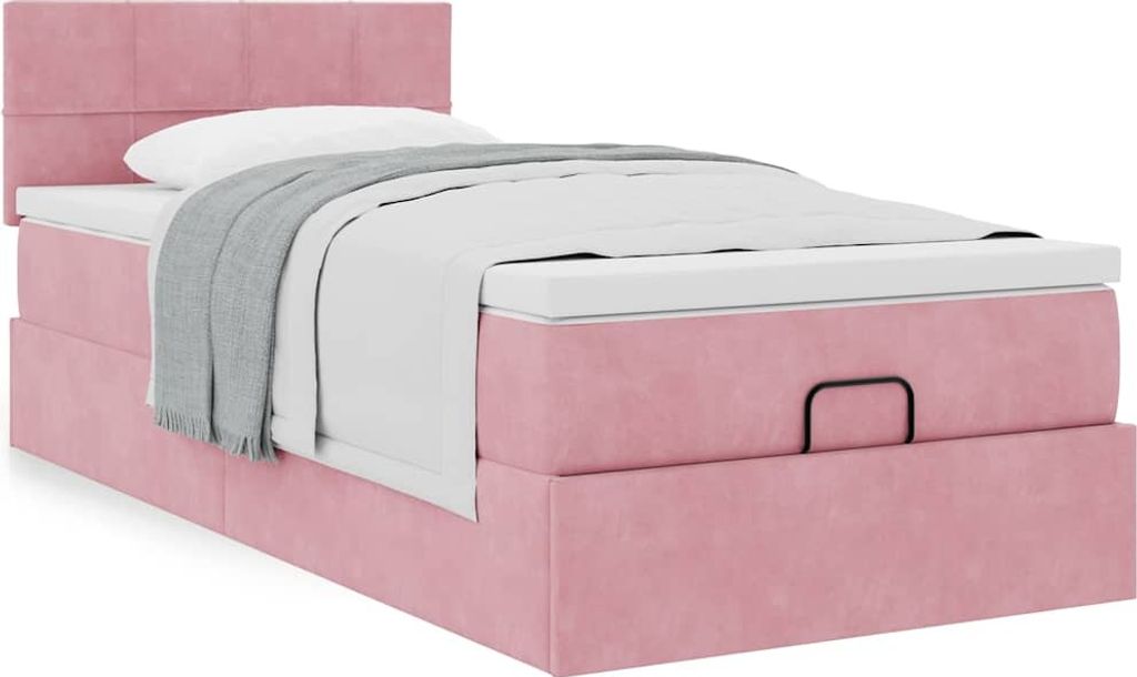 Maison Exclusive - Ottoman-Bett mit Matratze Rosa 90x200 cm Samt