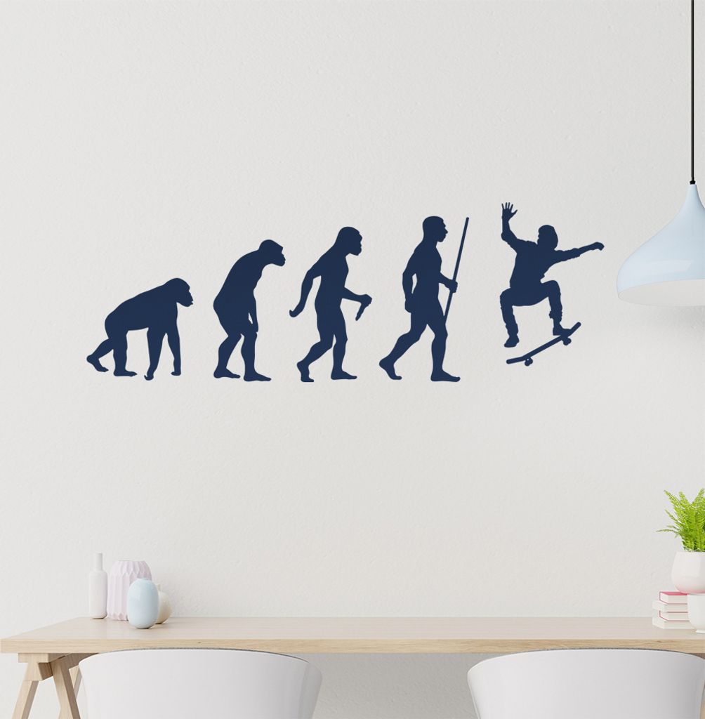 Skateboard Skaten Evolution Wandtattoo Wandaufkleber Wall Sticker - Dekoration, Küche, Wohnzimmer, Schlafzimmer, Badezimmer