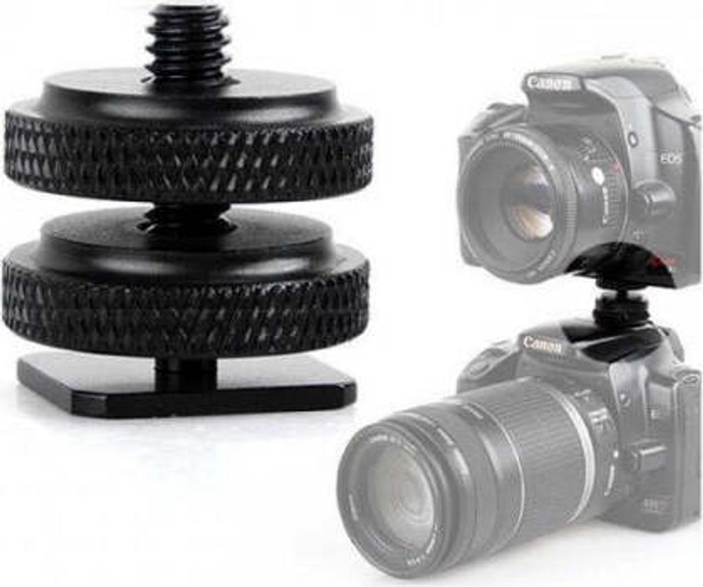 Blitzschuh Adapter mit 1/4" Gewinde aus Metall in Schwarz für Kamera