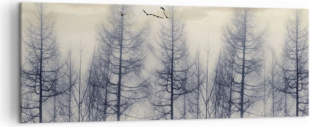 Bild auf Leinwand - Leinwandbild - Einteilig - Bäume Vögel Himmel - 140x50cm - Wand Bild - Wanddeko - Wandbilder - Leinwanddruck - Bilder - Wandd...