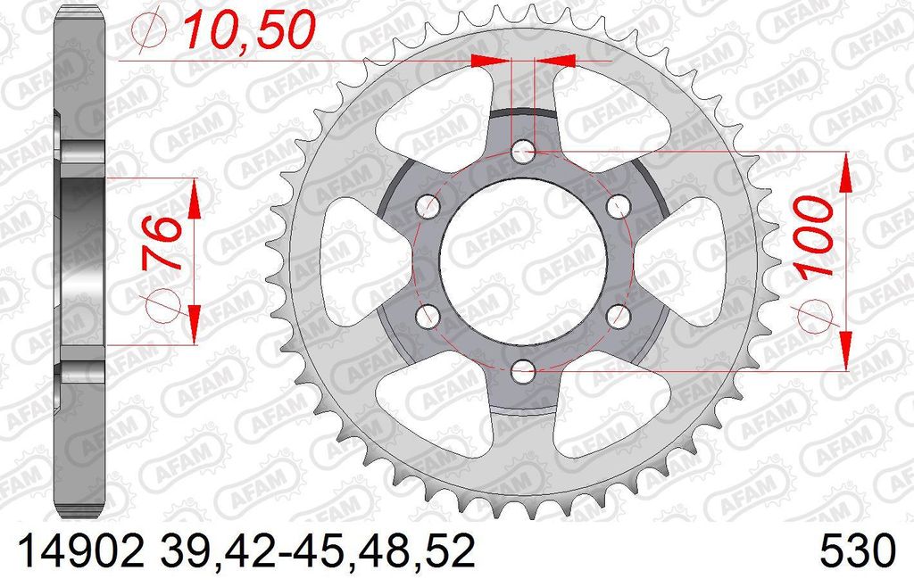 AFAM Standard Stahlritzel hinten 14902 - 530