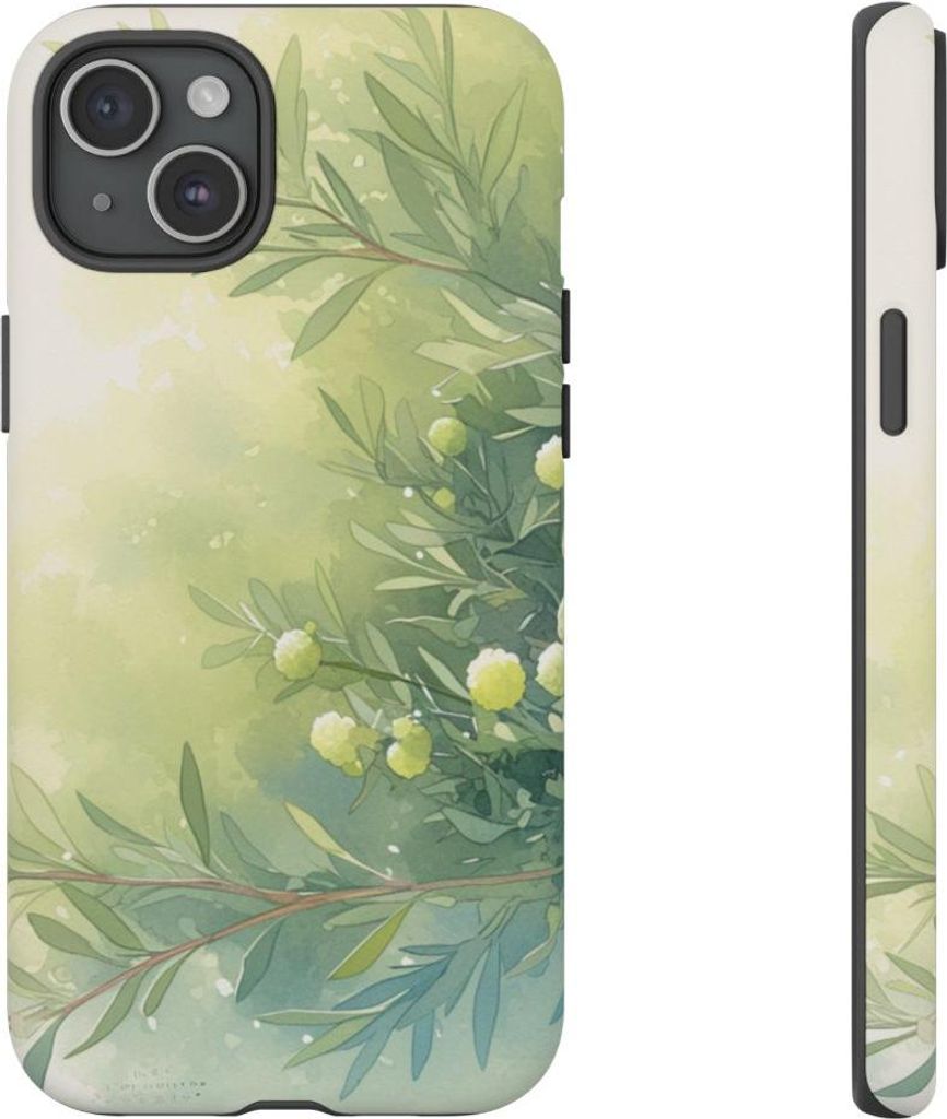 Grüne botanische Aquarell-Illustration – Hülle Kompatibel mit iPhone 15 Plus