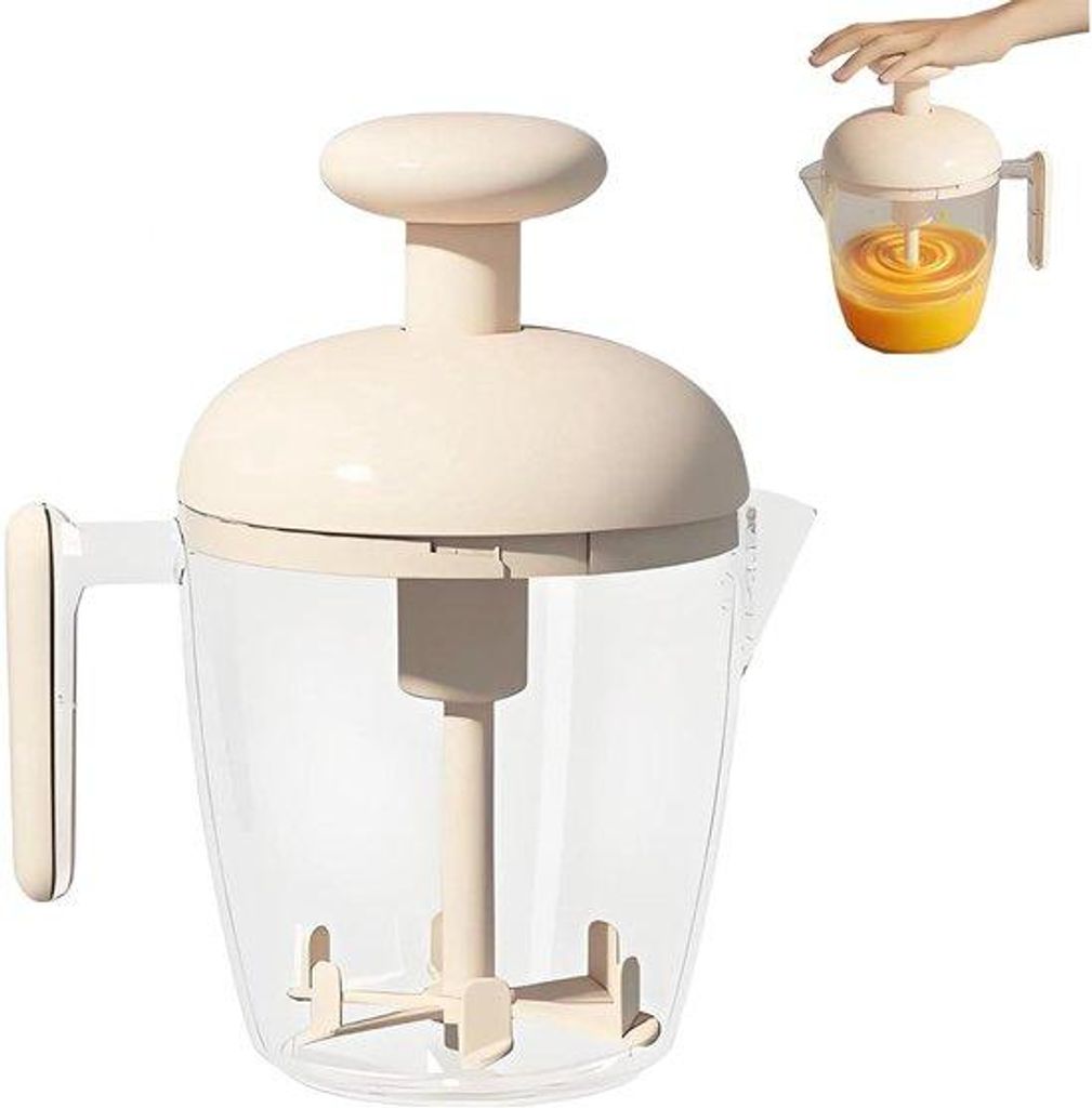 Ergonomischer Handklopper mit mehreren Messern und handbetätigter Drehfunktion, ideal für das Eiklopfen und die Milchschumung, batteriefrei, leic...