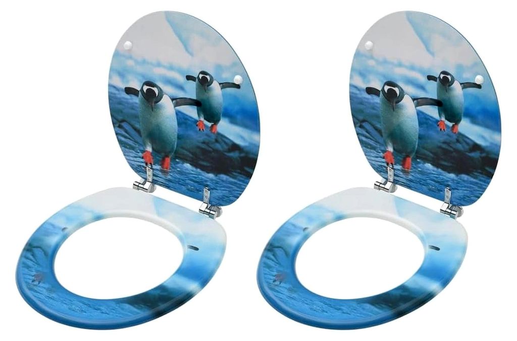 WC-Sitze mit Deckel im Pinguin-Design, 2 Stück