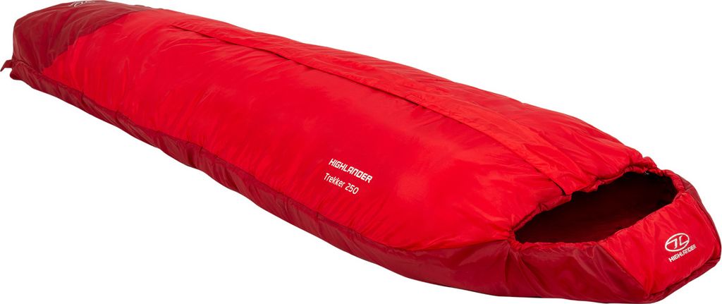 Highlander Mumienschlafsack Trekker 250 -10°C mit Moskitonetz - Rot