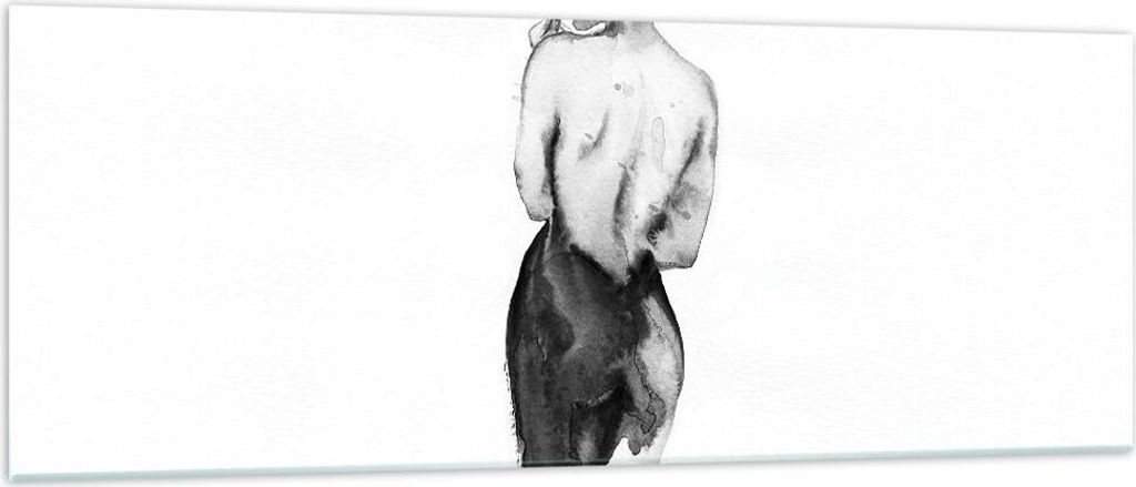 Bilder auf glas - Einteilig - Aquarell Frau Nacktheit - 140x50cm - Glasbilder - Wandbilder - Bilder - zum Aufhängen bereit - Wanddekoration aus Gl...