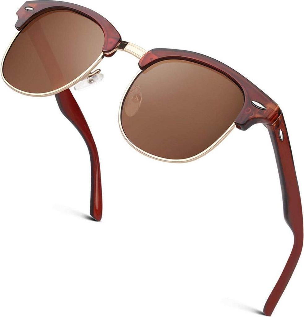Polarisierte Sonnenbrille Halbrahmen Horn Gestell Herren Produktbild 