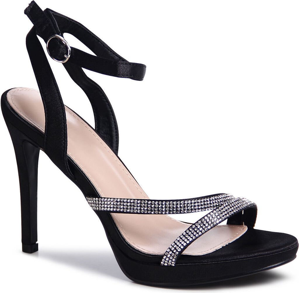 topschuhe24 3095 Damen Glitzer Riemchen Sandaletten , Farbe:Schwarz, Größe:39 EU
