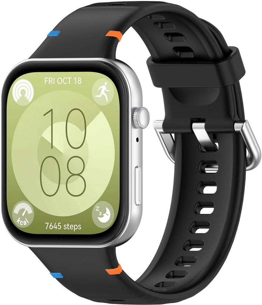 Stravo Silikonarmband mit Dornschließe – passend für Huawei Watch Fit 4 Pro / Fit 4 / Fit 3 – atmungsaktiv & komfortabel – Schwarz