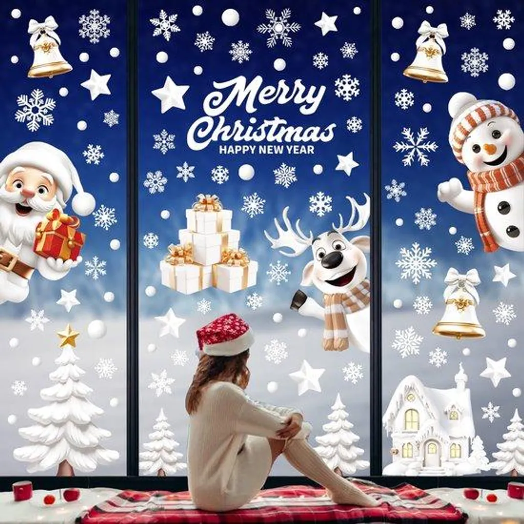 Film vitres flocons de neige : Décoration de Noël sans traces de colle