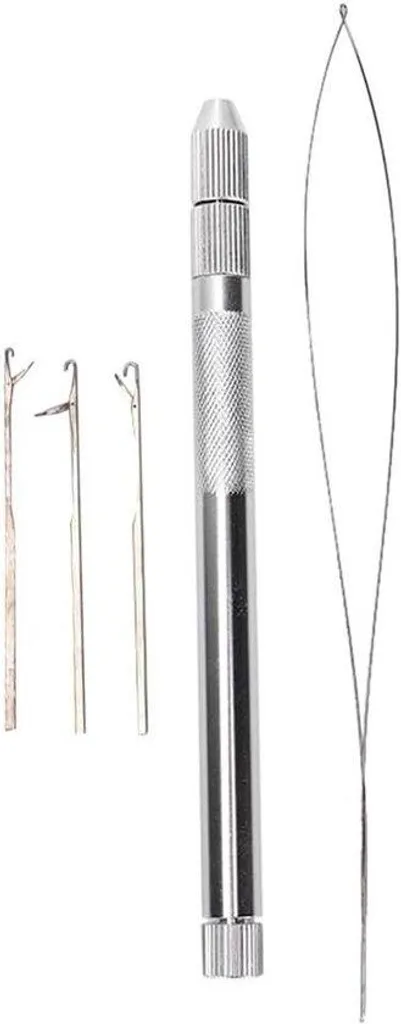 Lot de 10 Micro-aiguilles Extension Cheveux avec Manche en Aluminium
