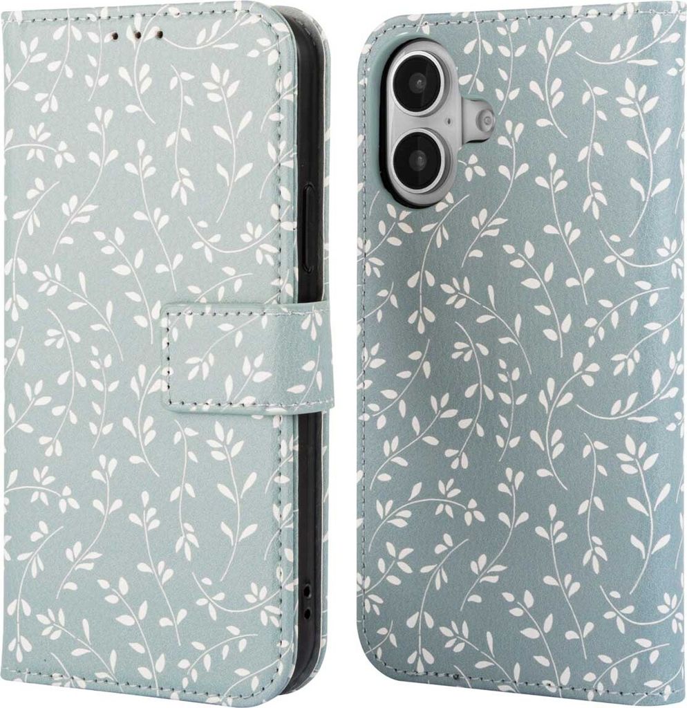 imoshion Design Klapphülle iPhone 16 - Smoke Green Flowers