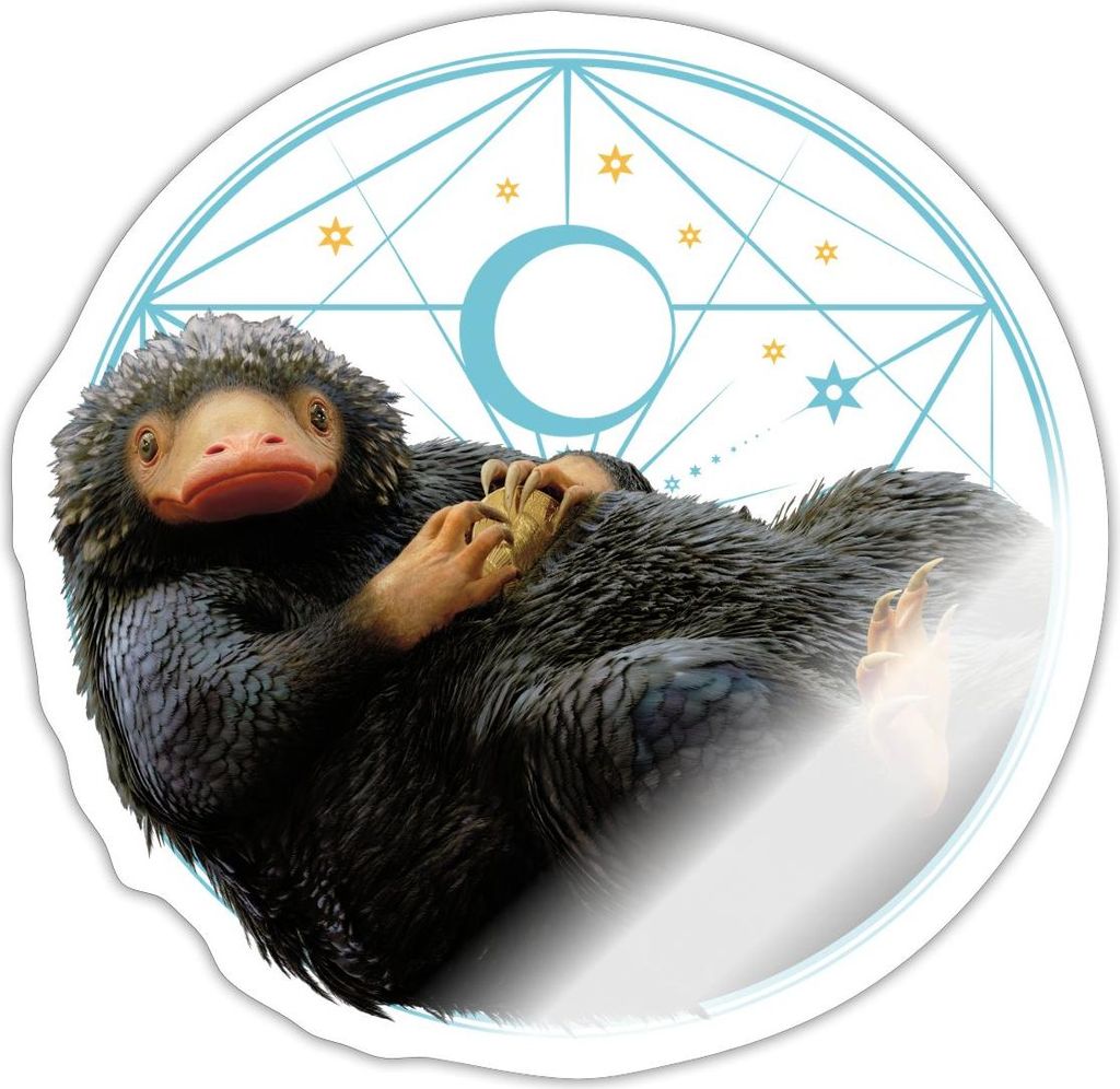 Spreadshirt Phantastische Tierwesen Niffler mit Münze Geschenk Sticker Aufkleber, 10 x 10 cm, Weiß glänzend