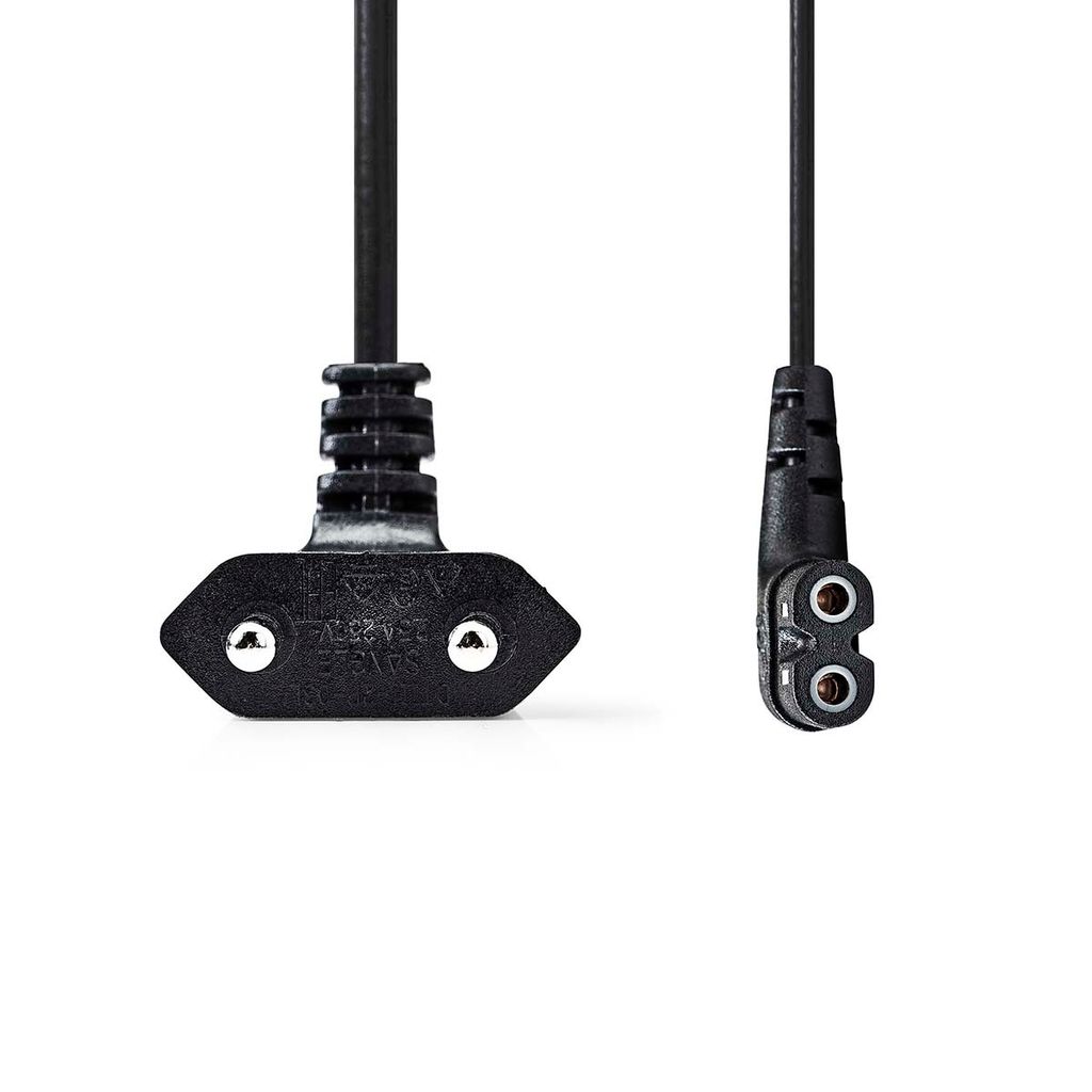 Nedis Stromkabel - Euro Männlich - IEC-320-C7 - Abgewinkelt - Links abgewinkelt - Vernickelt - 3.00 m - Rund - PVC - Schwarz - Box