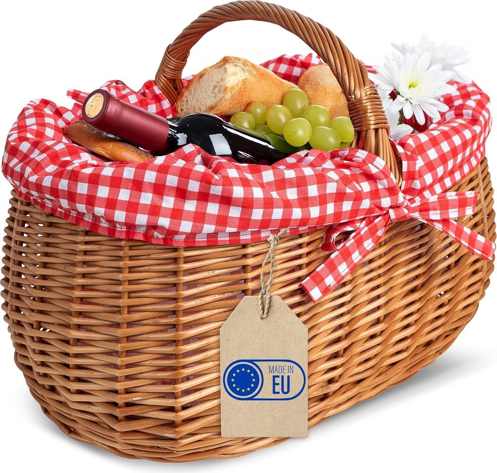 Creative Home Großer Picknickkorb mit rot karierter Produktbild 