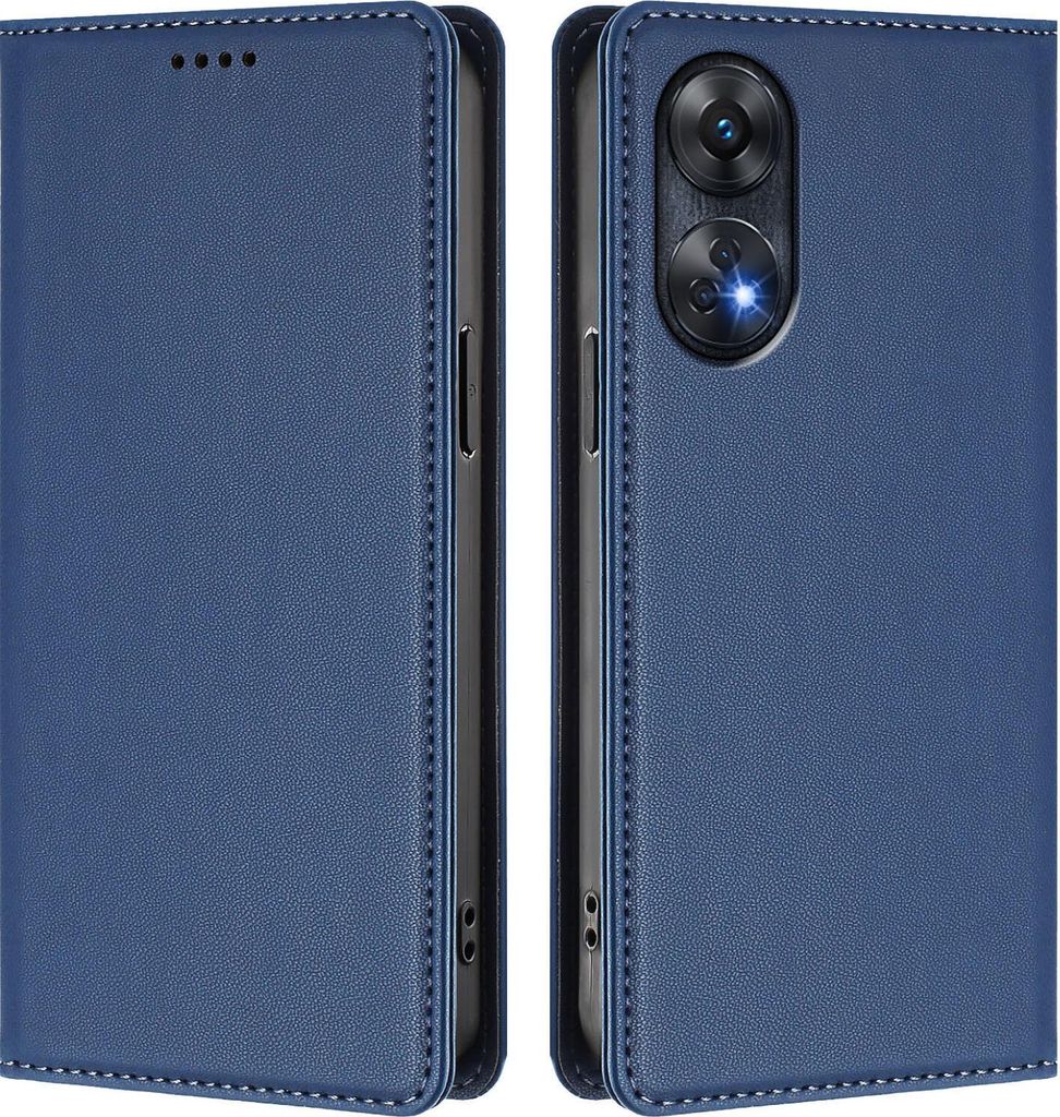 Handyhülle für Oppo Reno8 T 4G, Kunstleder Klapphülle Stoßfeste Magnetische Hülle mit Ständer Dunkelblau