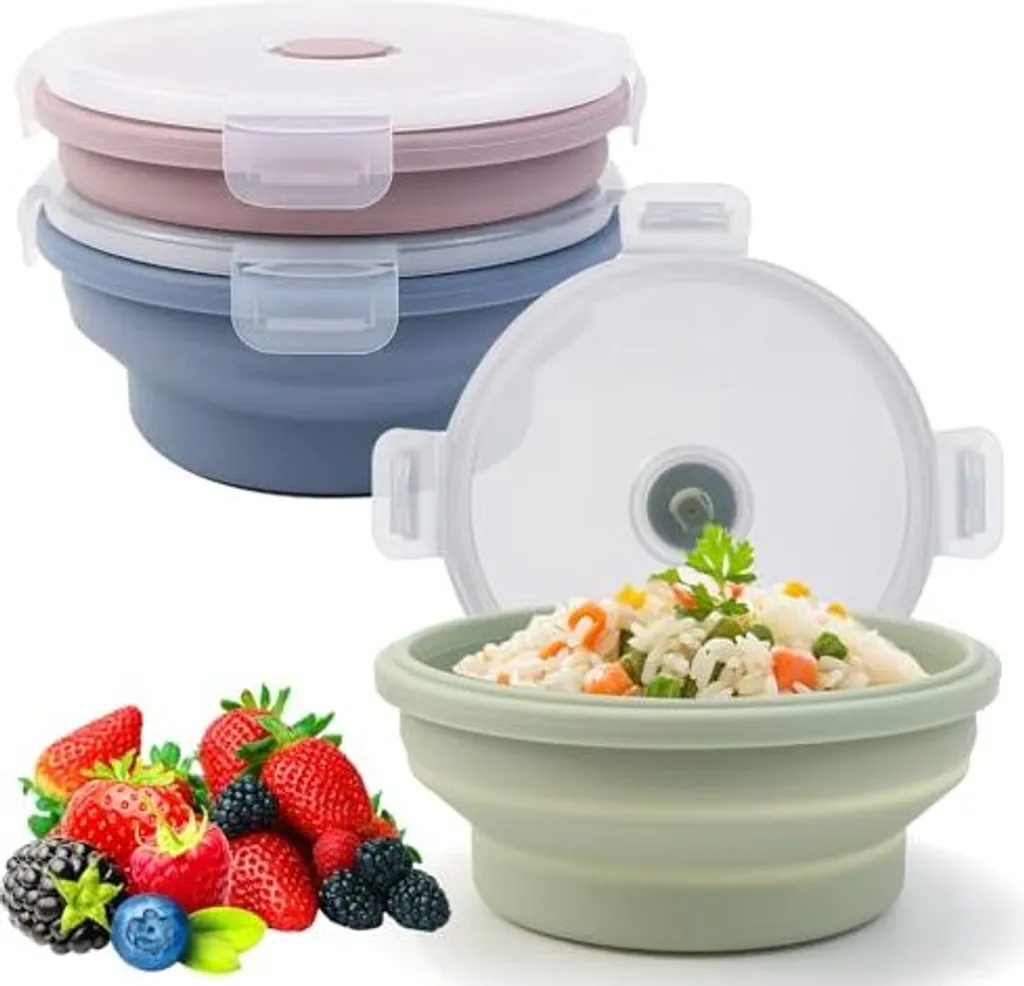 Contenitori Meal Prep Silicone Set 3x550ml | Porzioni Controllate e Pieghevoli