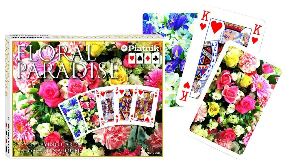 Double Jeu Piatnik Floral Paradise Rose : Cartes Toilées Haute Qualité