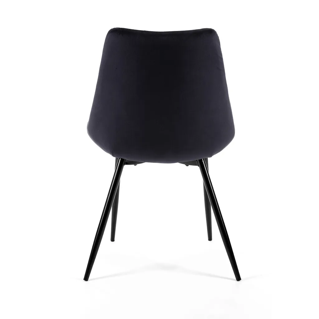 Chaise de Table en Velours Noir au Design Moderne et Pieds Robustes - 4