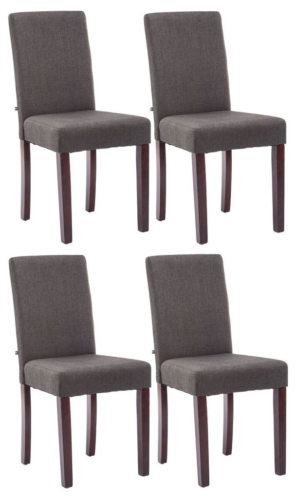 CLP 4er Set Esszimmerstuhl Ina Stoffbezug mit Holzgestell dunkelgrau Gestell Farbe cappuccino