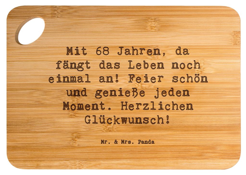 Mr. & Mrs. Panda Brett Spruch 68. Geburtstag Freude - Transparent - Geschenk, Hackbrett, Alter, Frühstücksbrett, Happy Birthday, Holzbrett, am Le...