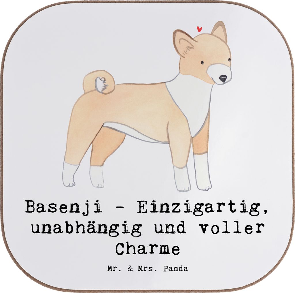 Mr. & Mrs. Panda Tassenuntersetzer Basenji Charme - Weiß - Geschenk, Hunderasse, faszinierend, Hunderassen, einzigartiger Hund, Vielfalt, loyaler ...