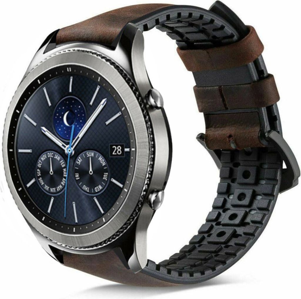 Strap-it Samsung Gear S3 Silikon-/Lederarmband (Schwarz/Braun)